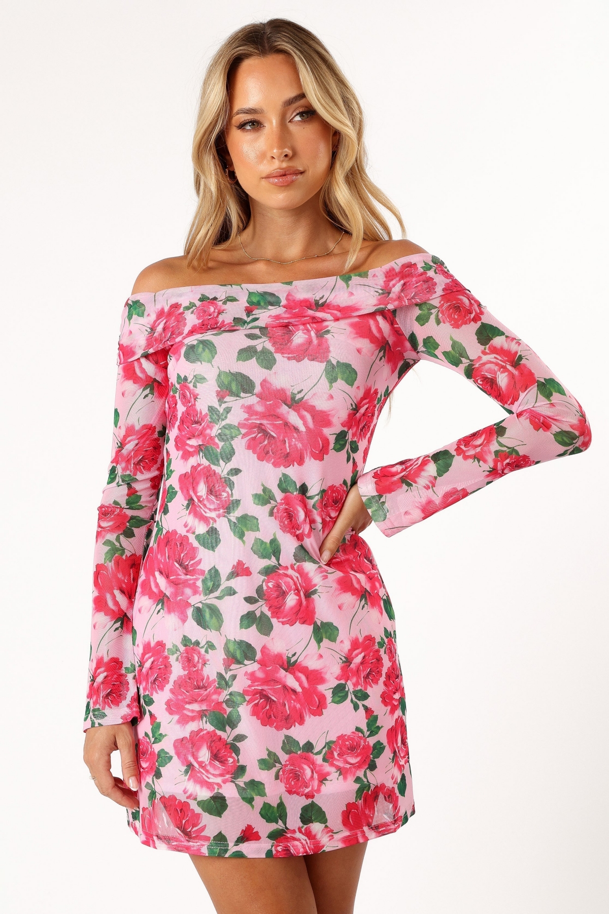 Women's Bisou Off Shoulder Mini Dress - Rose floral