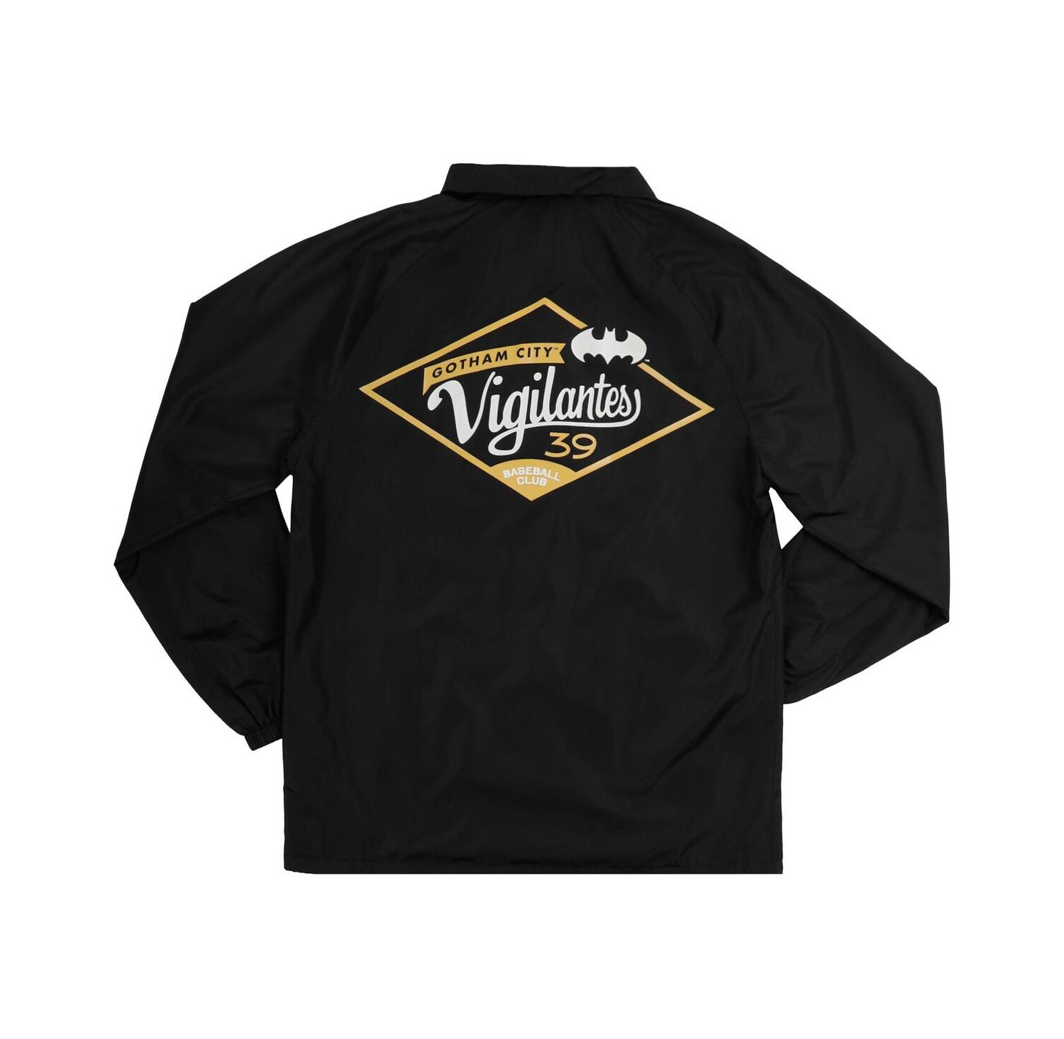 Men's Black Batman Gotham City Vigilantes Coaches Full-Snap Raglan Jacket