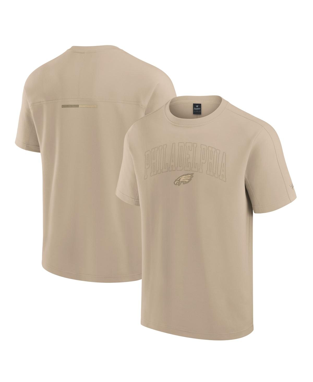 Fanatics Signature Men's And Women's Khaki Philadelphia Eagles Elements Heavyweight Tri-blend T-shirt In Brown
