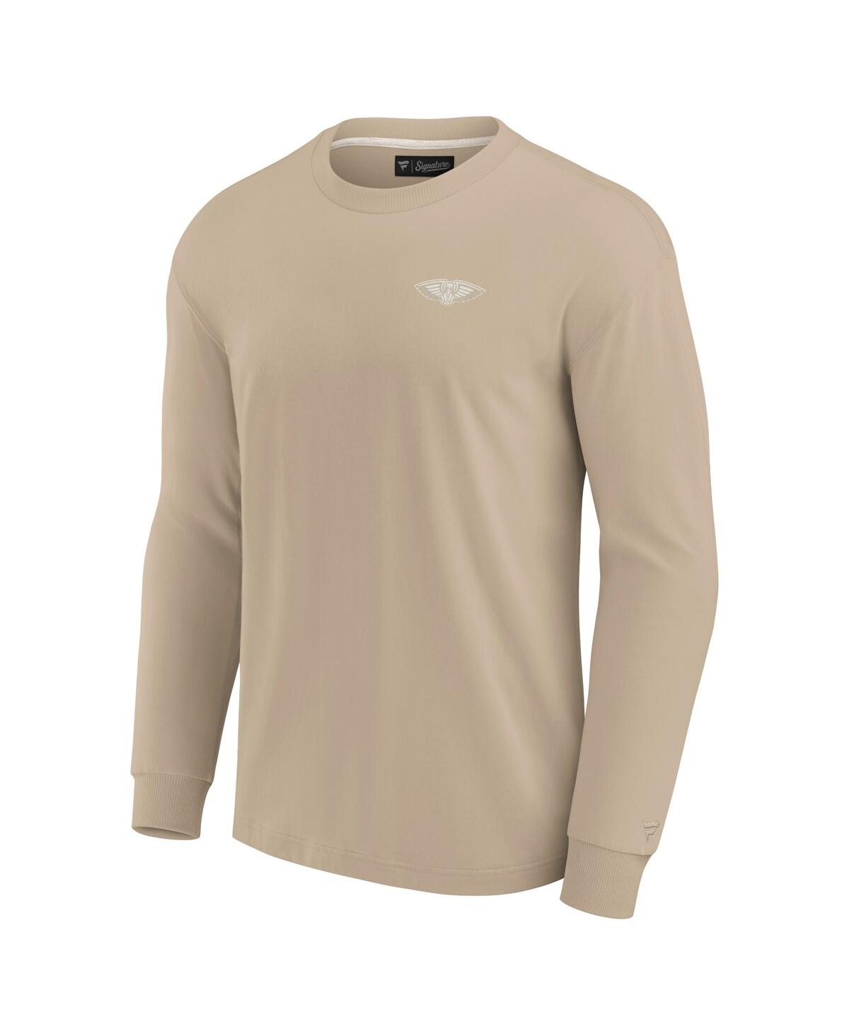 Fanatics Signature Men's And Women's Khaki New Orleans Pelicans Elements Super Soft Long Sleeve T-shirt In Khaki