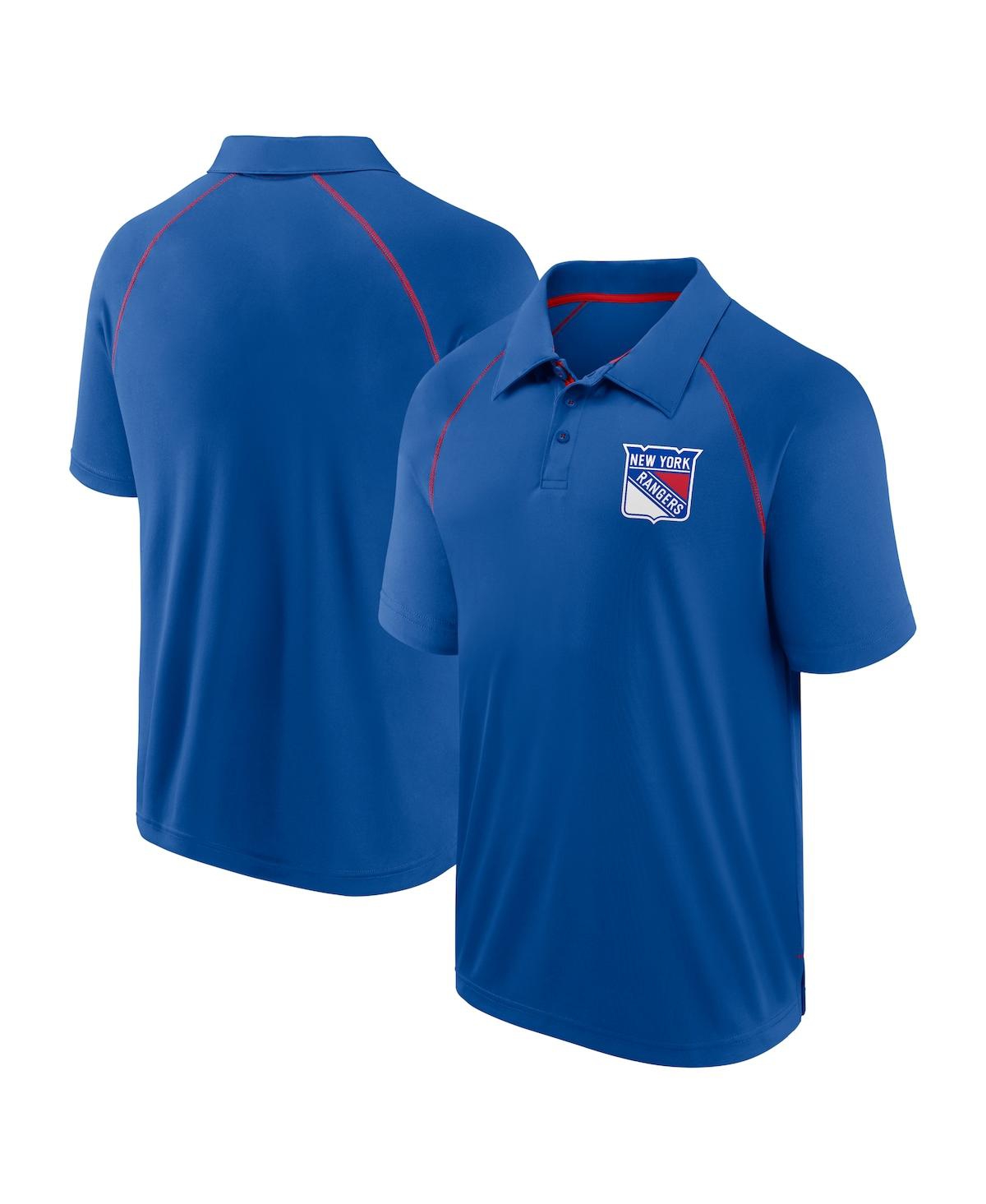 Fanatics Men's Blue New York Rangers Raglan Strong Alone Polo Shirt
