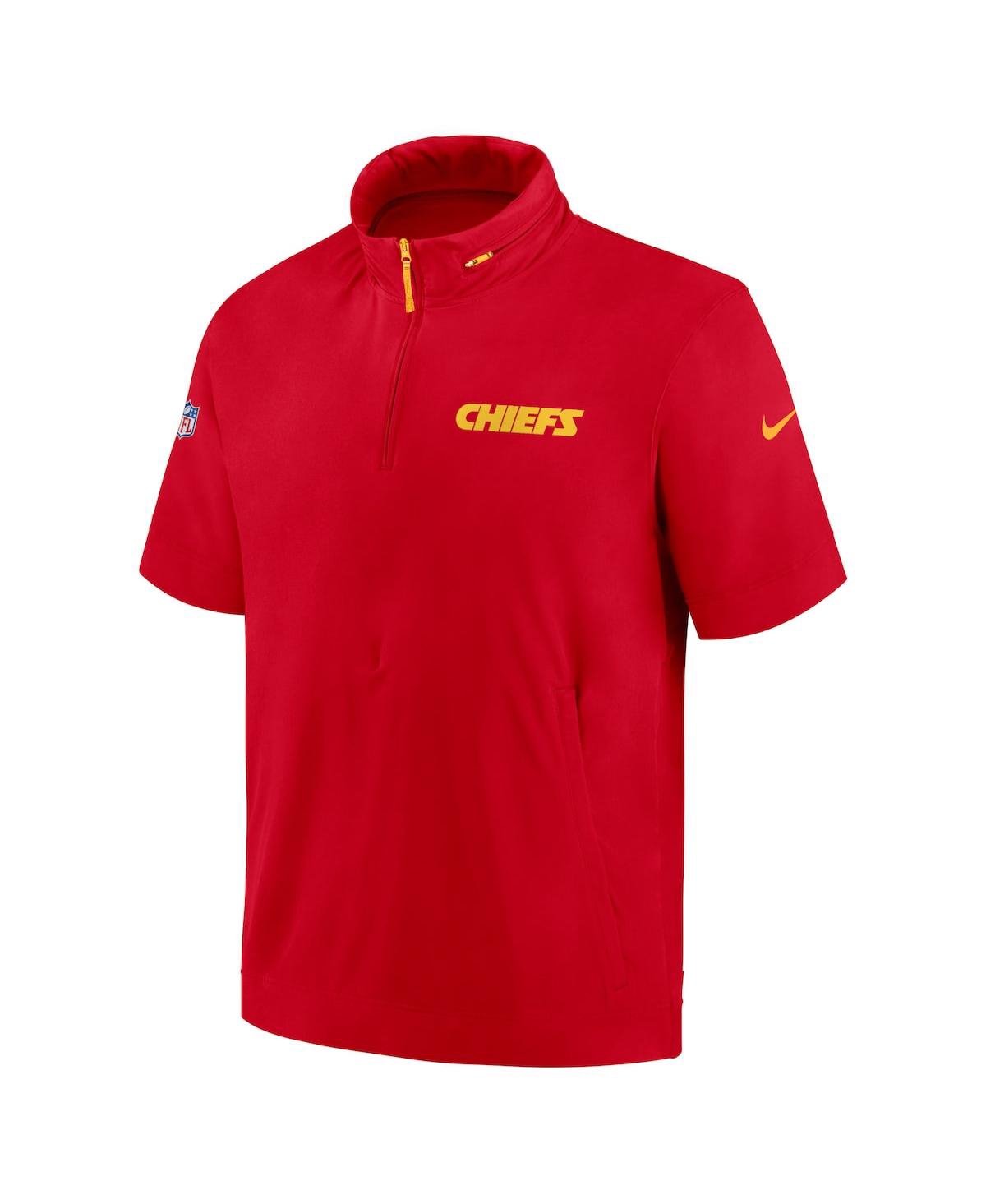 Nike Men's Kansas City Chiefs 2024 Sideline Coach Short Sleeve Half-Zip Hoodie Jacket - Gold
