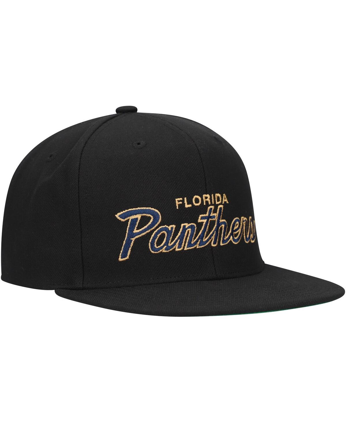 Mitchell & Ness Mitchell Ness Men's Florida Panthers Core Team Script 2.0 Snapback Hat In Black