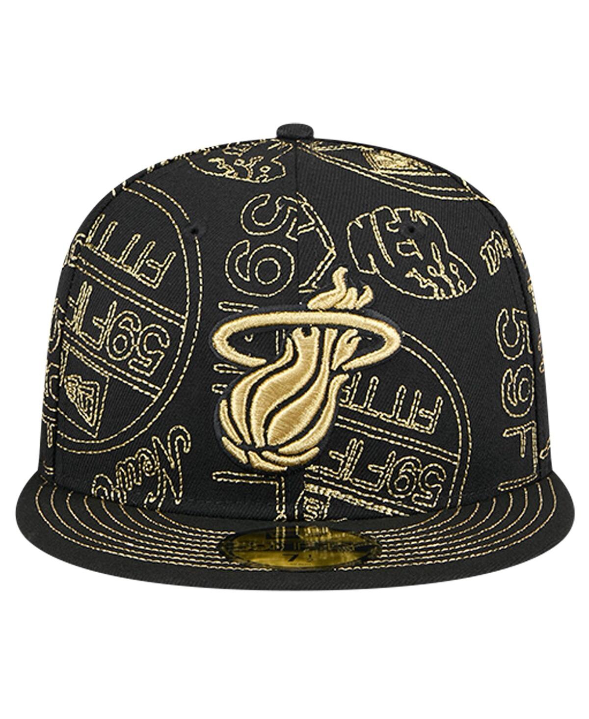 NEW ERA MEN'S MIAMI HEAT 59FIFTY DAY ALLOVER PRINT STENCIL FITTED HAT 