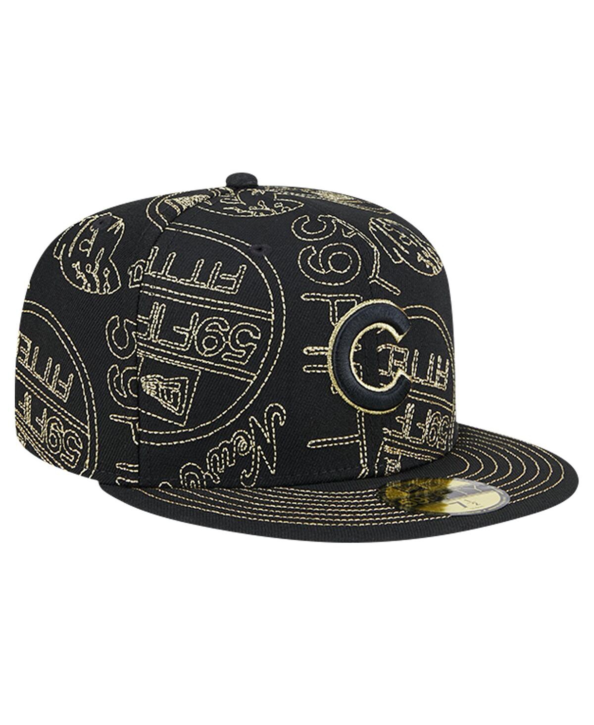 New Era Men's Chicago Cubs 59fifty Day Allover Fitted Hat In Black