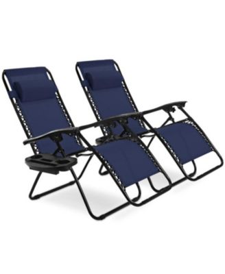 2 Pieces Folding Lounge Chair with Zero Gravity