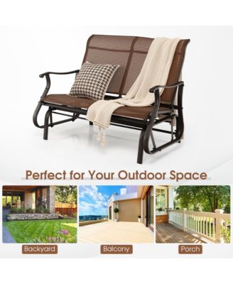 2-Person Patio Swing Glider Bench Loveseat Rocking Chair High Back Deck