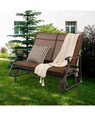 2-Person Patio Swing Glider Bench Loveseat Rocking Chair High Back Deck