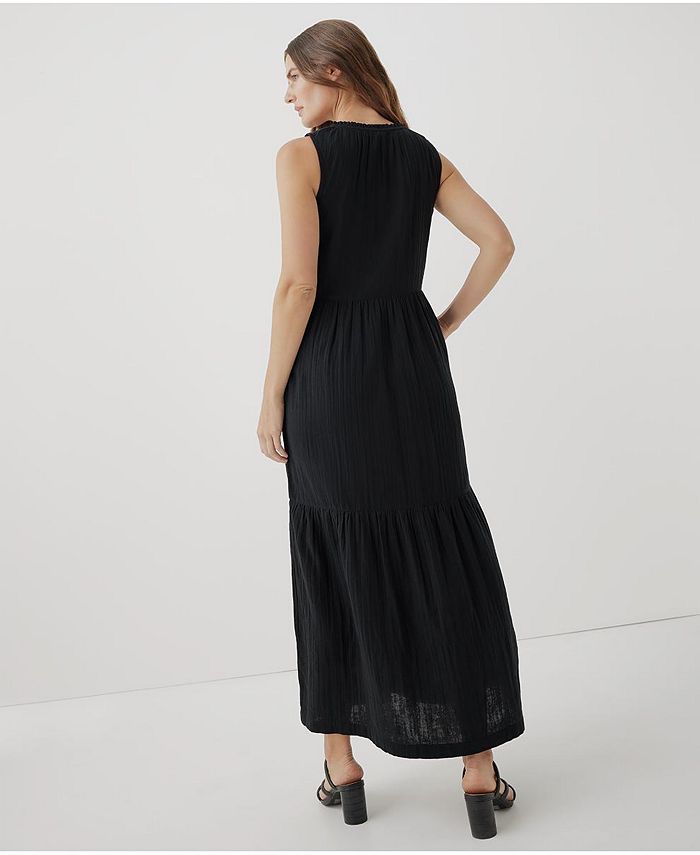Pact Plus Size Cotton Coastal Double Gauze Ruffle Maxi Dress - Macy's
