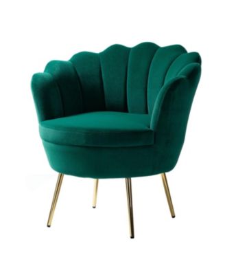 Modern Velvet Barrel Chair with Channel Tufted Back