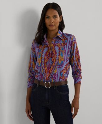 Lauren Ralph Lauren Women's Collared Paisley Shirt - Macy's