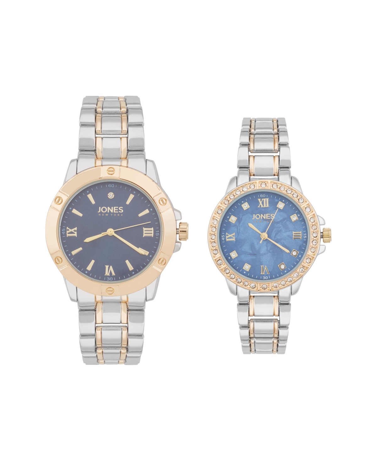 Men and Women's Quartz Two Tone Alloy Watch 42mm and 34mm - Two Tone