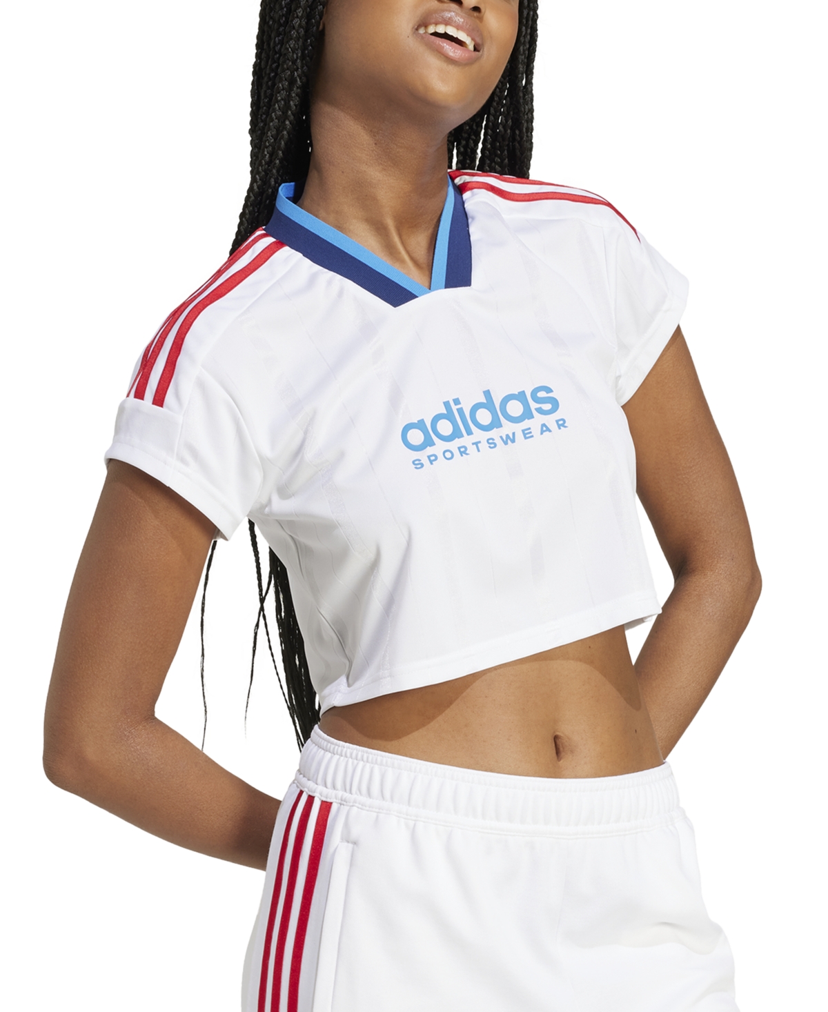 adidas Women's Tiro 3-Stripes Short-Sleeve Crop Top