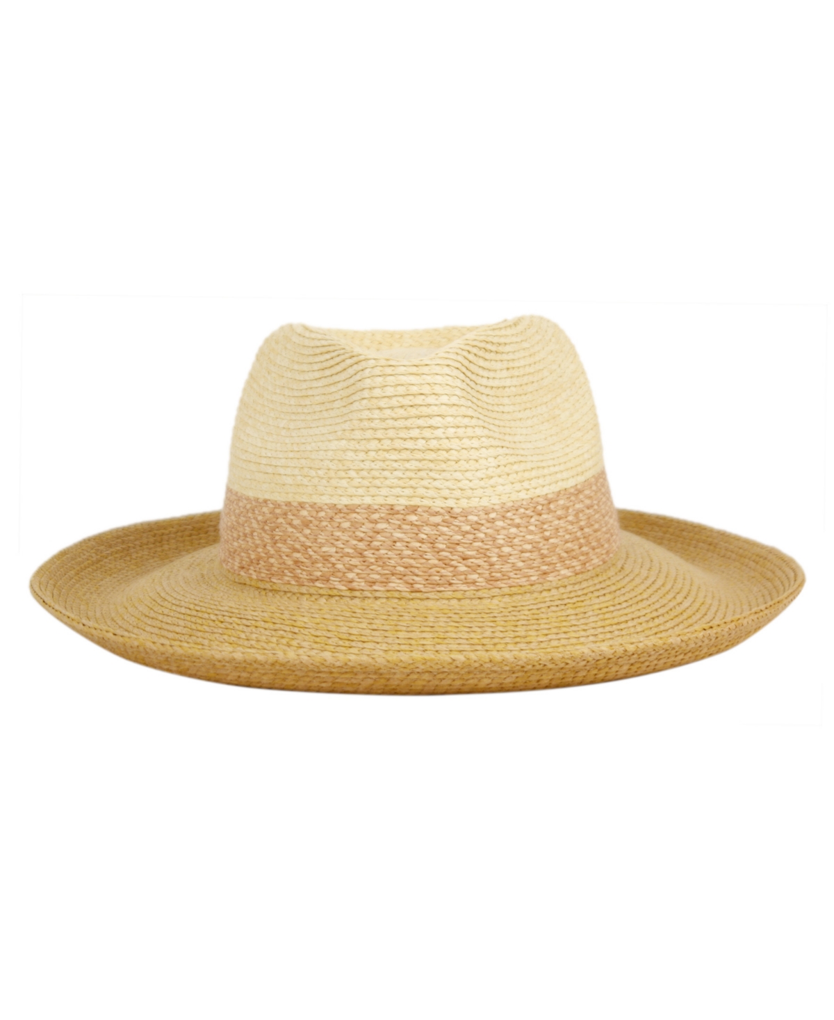 Angela & William Up Brim Straw Fedora Sun Hat In Natural