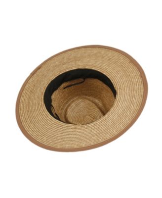 Palm Braid Wide Brim Panama Fedora Sun Hat with Grosgrain Band