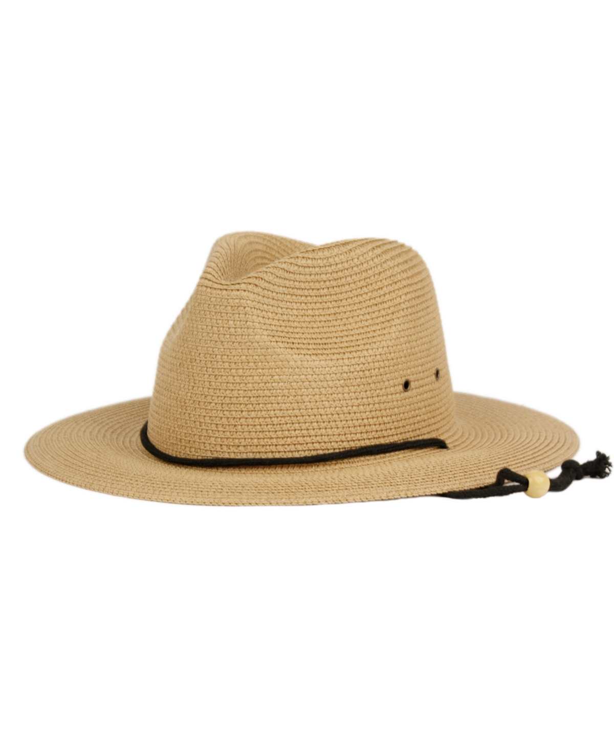 Panama Straw Fedora Sun Hat with Chin Cord - Natural