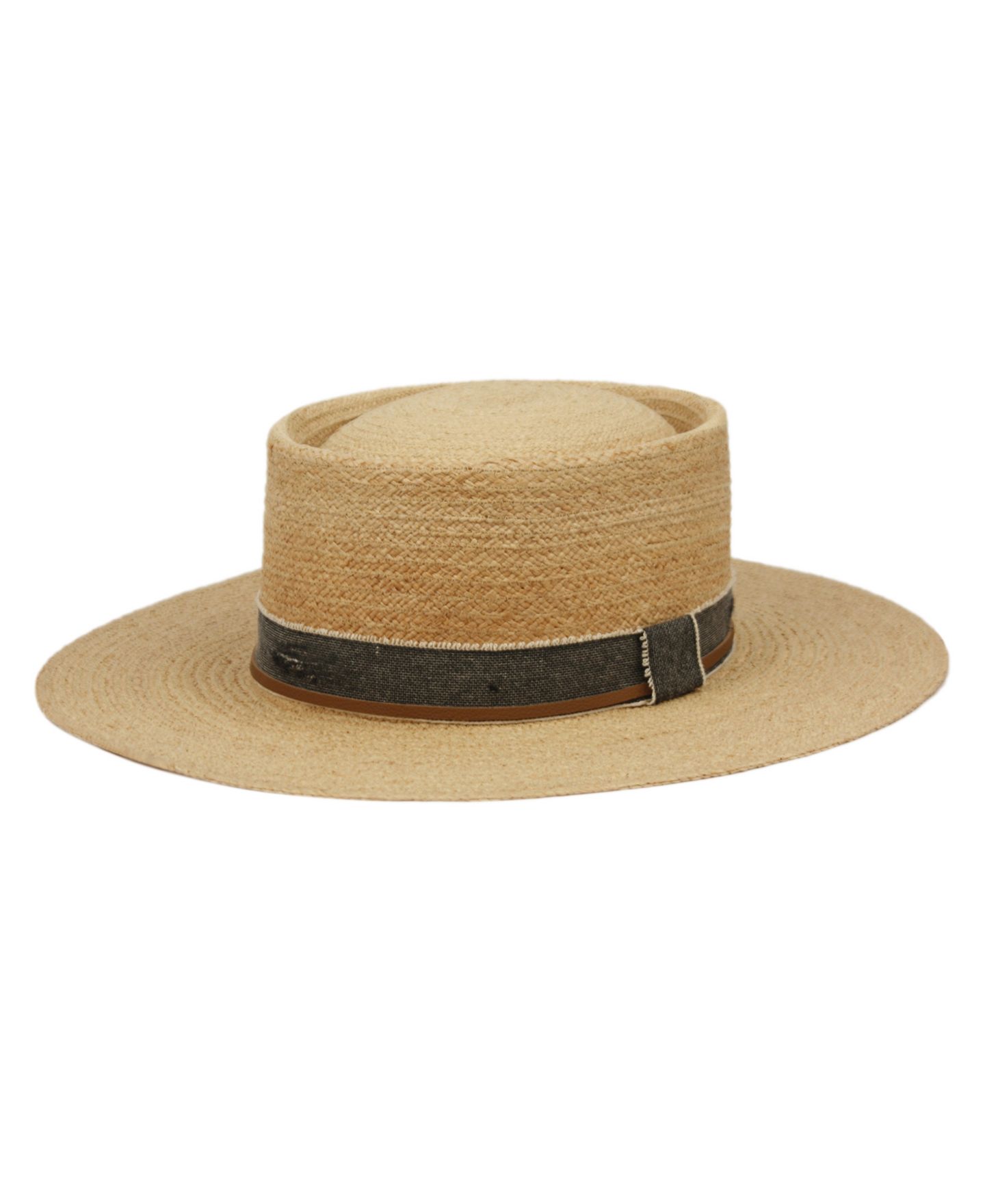 Женский головной убор Angela & William Wide Flat Brim Straw Pork Pie Hat, цвет: Натуральный — фото 1