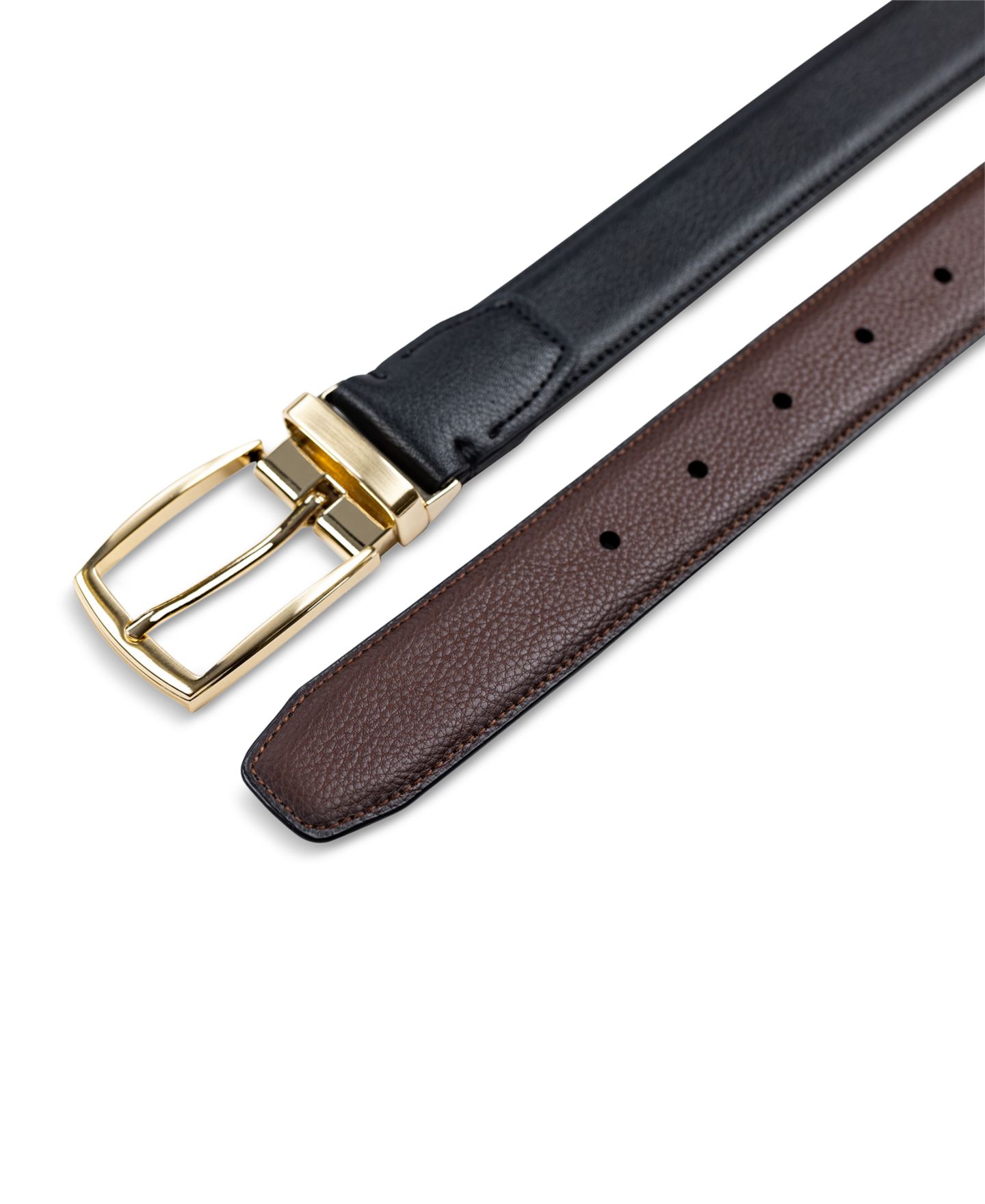 Мужской ремень Club Room 32MM Reversible Pebble Belt, цвет: Чёрный / Коньячный — фото 3