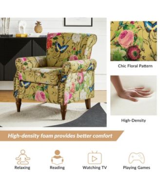 Avelina Wooden Armchair with Nailhead Trim