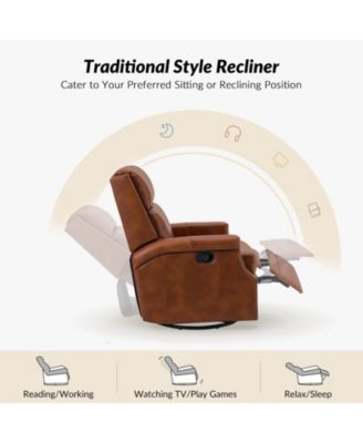 Echidna Transitional Genuine Leather Swivel Rocker Recliner