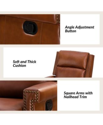 Echidna Transitional Genuine Leather Swivel Rocker Recliner