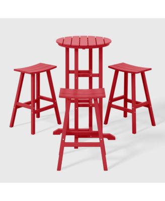 Outdoor Patio Bar Height Table and Bar Stool 4-Piece Dining Set