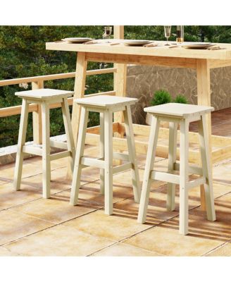 29" HDPE Outdoor Patio Square Bar Stools Set of 3