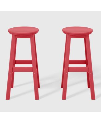 29" HDPE Outdoor Patio Round Bar Stool Set of 2