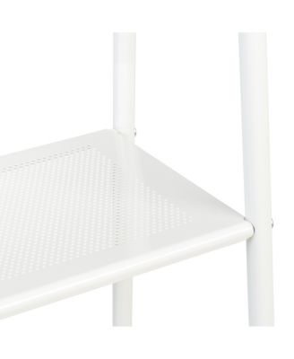 Metal Garment Rack with Metal Mesh Shelves, White
