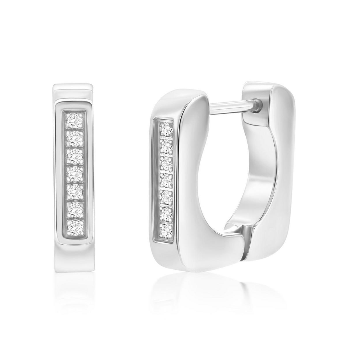 Metallo Stainless Steel or Gold Plated over Stainless Steel U-Shaped Cz Huggie Earrings