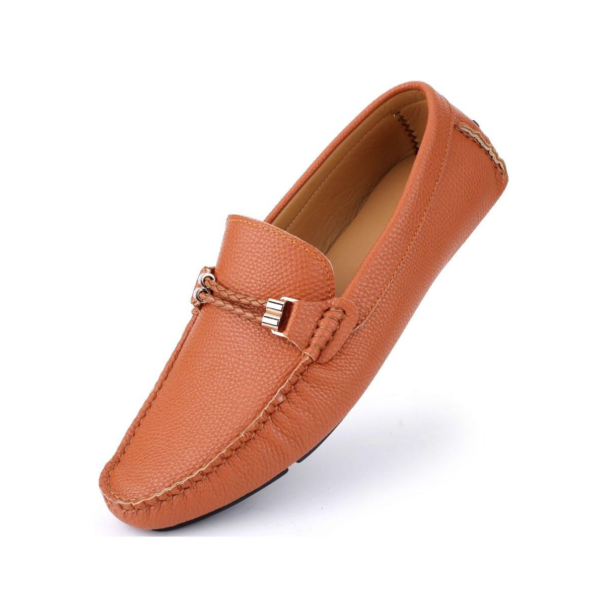 Men's Speckled Leather Casual Loafers - Bronze amber
