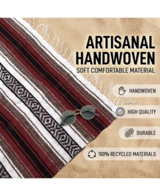 Authentic Large Handwoven Mexican Blanket - Durable Serape