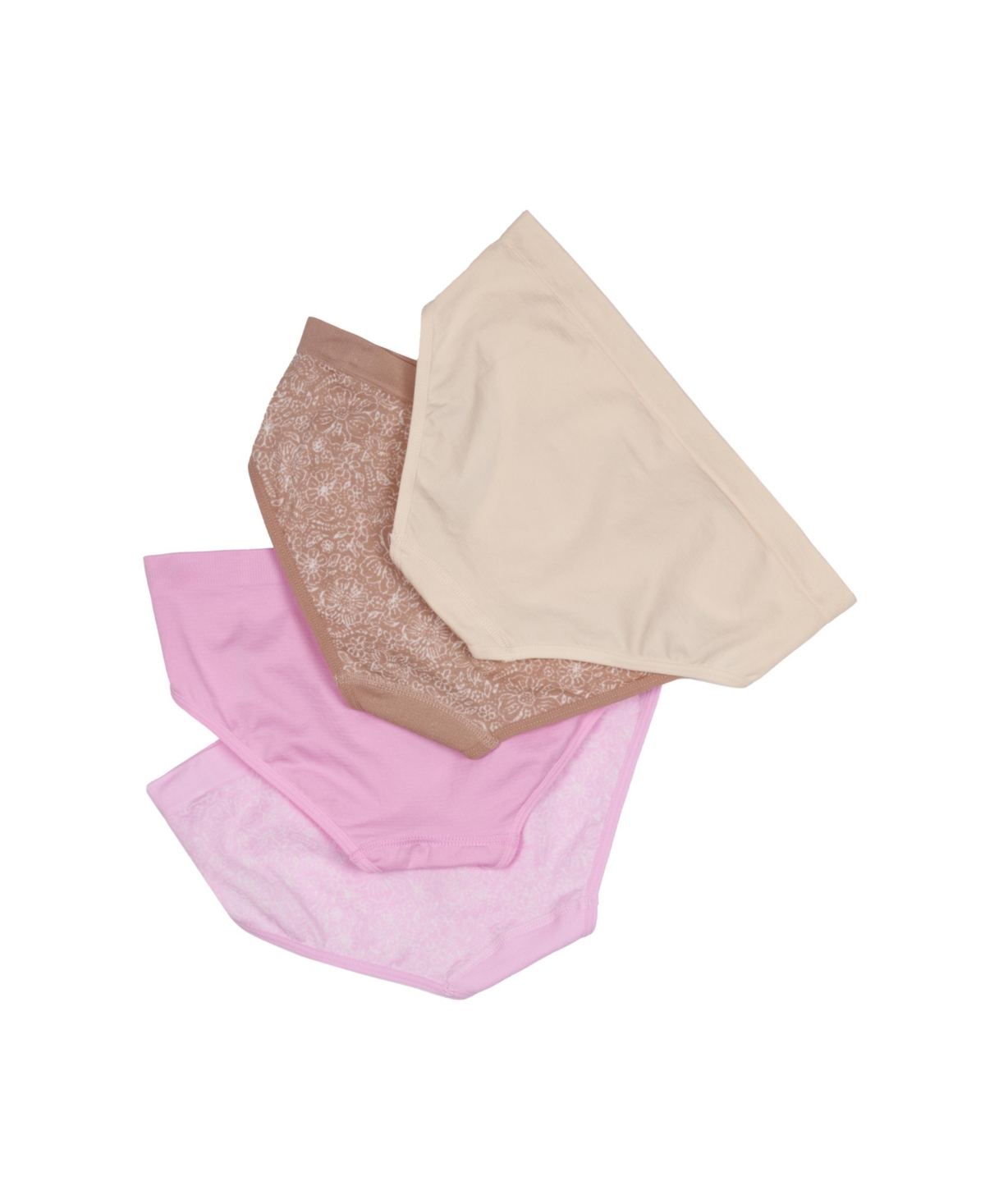 Bearpaw Girls 4-Pack Multi Color Seamless Hipster Underwear - pink, brown, ivory