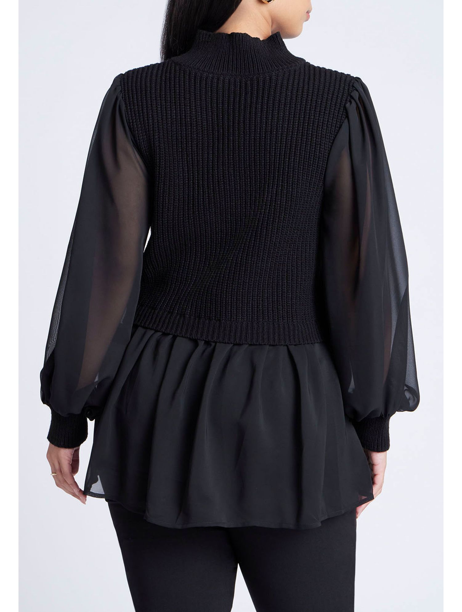 Women's Twofer Sweater With Chiffon