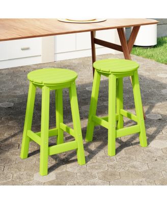 24" HDPE Outdoor Patio Round Counter Height  Stool Set of 2