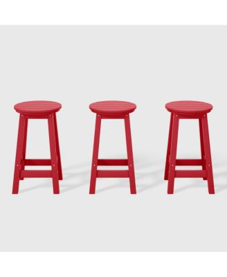 24" HDPE Outdoor Patio Round Counter Height  Stool Set of 3