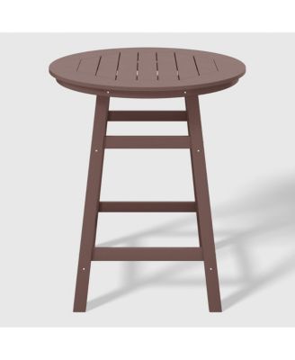 5-Piece HDPE Outdoor Patio Dining Bar Bistro Table Set with Counter High Round Stools