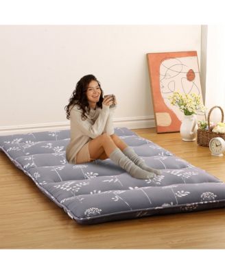 3" Thick Futon Mattress Floral Print Floor Mattress Pad Portable Dorm Sleeping Pad, Twin Size
