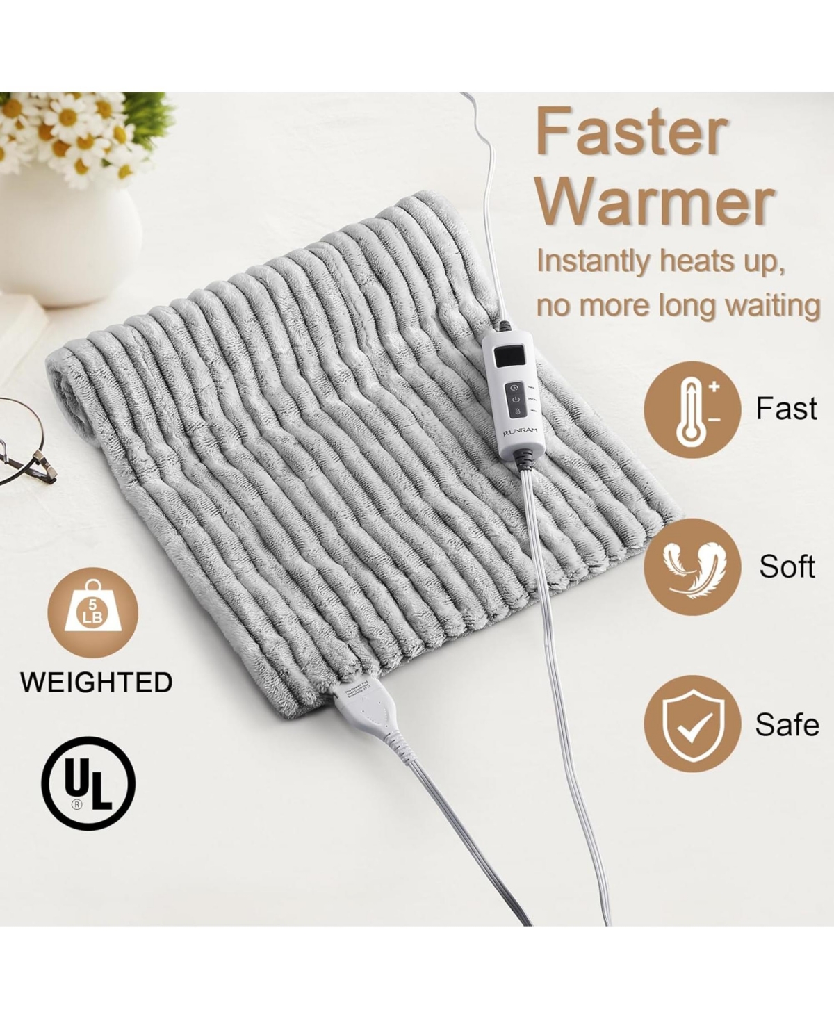 Caromio Weighted Electric Heating Pad Extra Large, 17