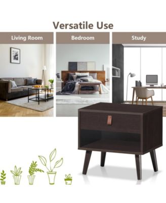 Nightstand Bedroom Table with Drawer Storage Shelf