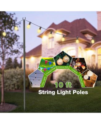 10 Ft String Light Pole Outdoor Metal Pole Aluminum Patio Backyard Party 2 Pack