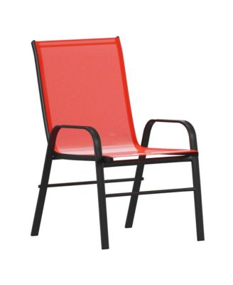 Bardwell 5 Piece Outdoor Dining Table Set For 4 With Glass-Top Patio Table And 4 Stack Chairs With Flex Comfort Material