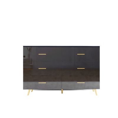 6 Drawer Chest with Golden Accents in Black Finish