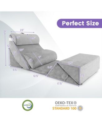 7 Pieces Bed Wedge Pillow Set with Memory Foam and Washable Cover