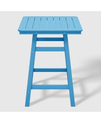 5-Piece HDPE Outdoor Patio Dining Bar Bistro Table Set with Counter High Stools