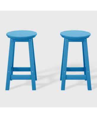24" HDPE Outdoor Patio Round Counter Height  Stool Set of 2