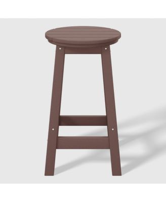 24" HDPE Outdoor Patio Round Counter Height  Stool Set of 2