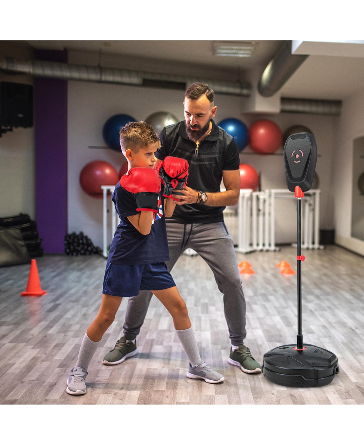 Slickblue Inflation-Free Boxing set with Punching Bag and Boxing Gloves Quick Rebound Design for 5+ Years Old Kids