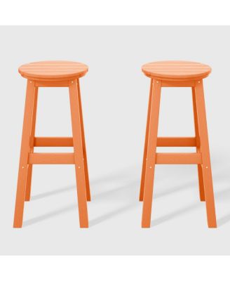 29" HDPE Outdoor Patio Round Bar Stool Set of 2