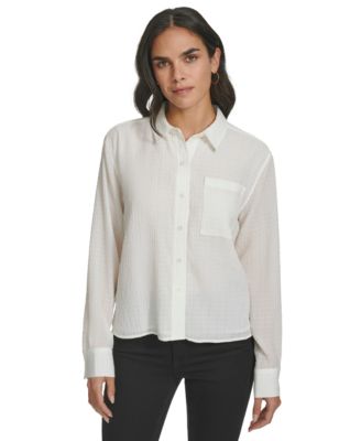 Calvin klein women's white button down shirt best sale